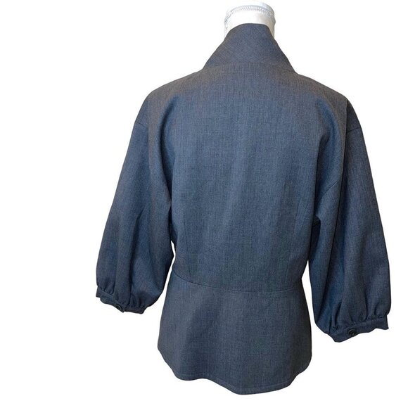 Trina Turk Womens Jacket Gray Size 10 Wool Spandex Blend Peplum Pockets Hook Eye - Picture 2 of 11